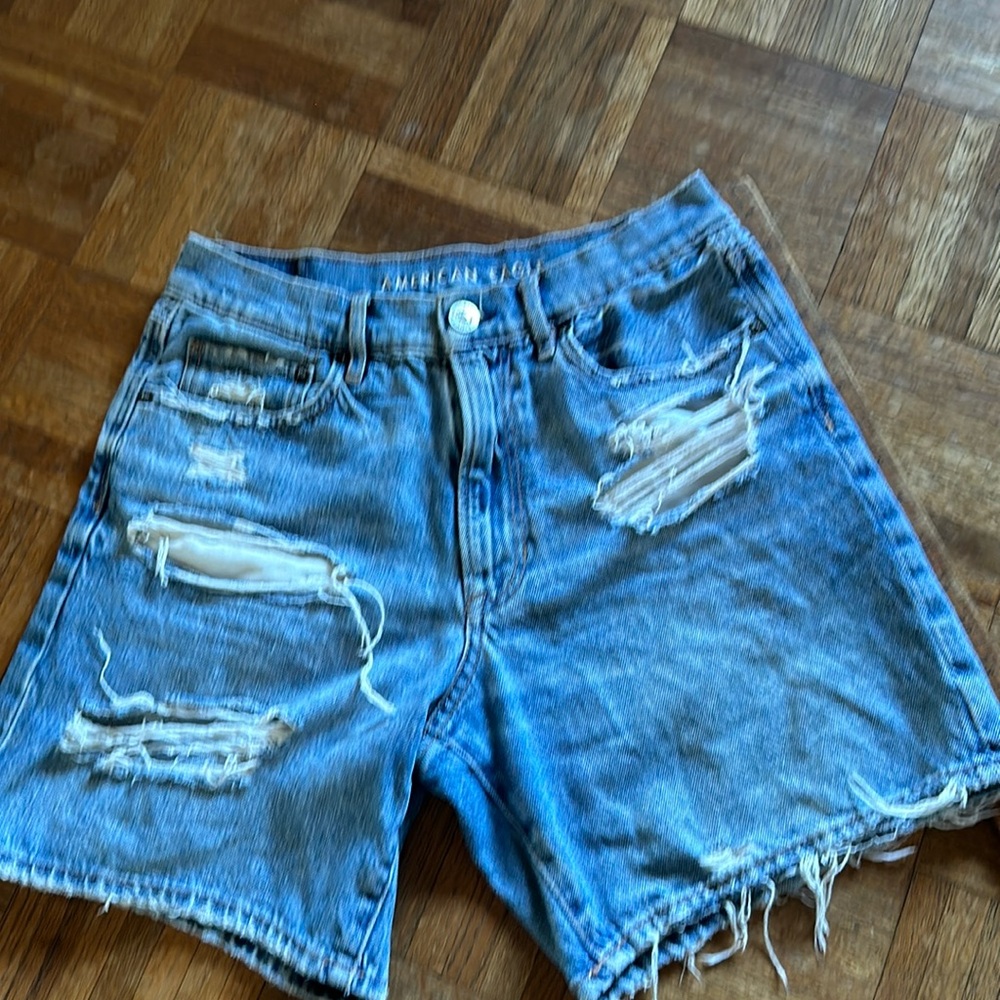 American Eagle Outfitters Distressed Blue Denim Jean Shorts